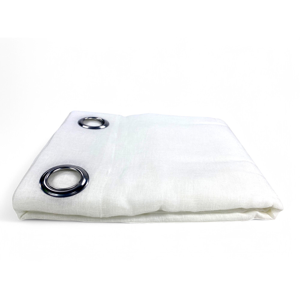 Tenda Simply Effetto Lino 140x300 cm Bianco - Tinta Unita Semitrasparente - Poliestere con Anelli - Stile Moderno